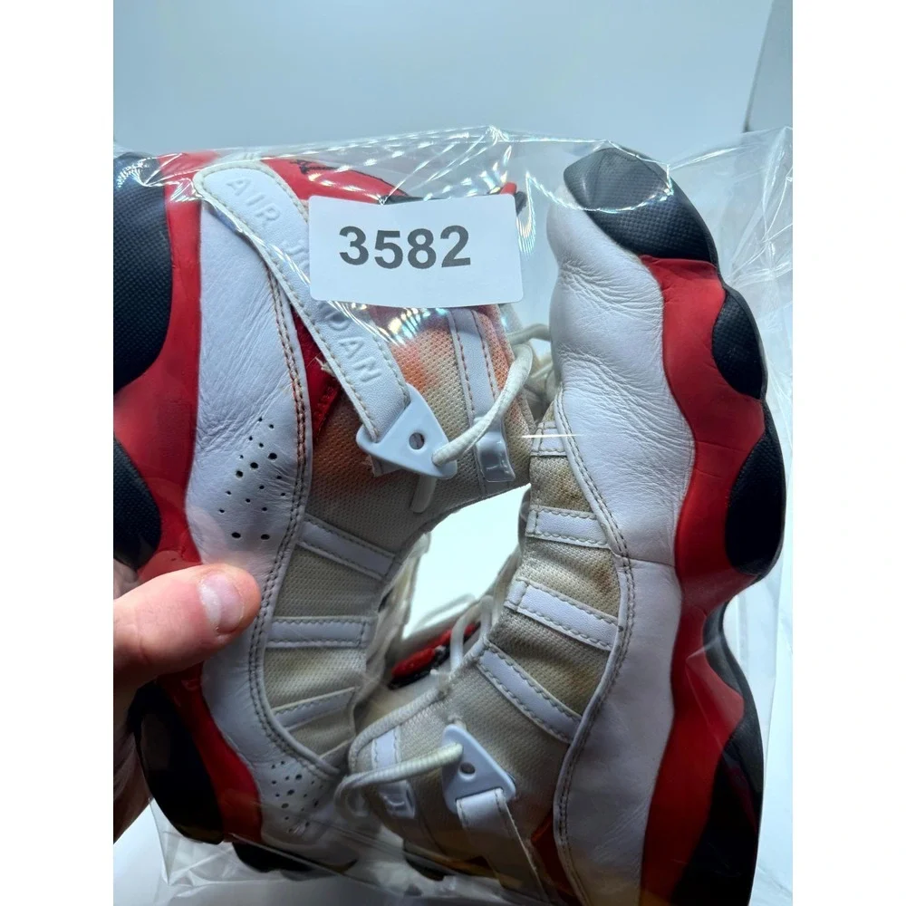 Air Jordan 6 Rings 322992-126 Mens 8.5 Sneaker White Red Cherry Basketball Shoes